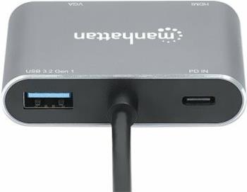 Manhattan 130691 USB-C Dockingstation HDMI VGA USB 3.2 Gen 1 Space Grey
