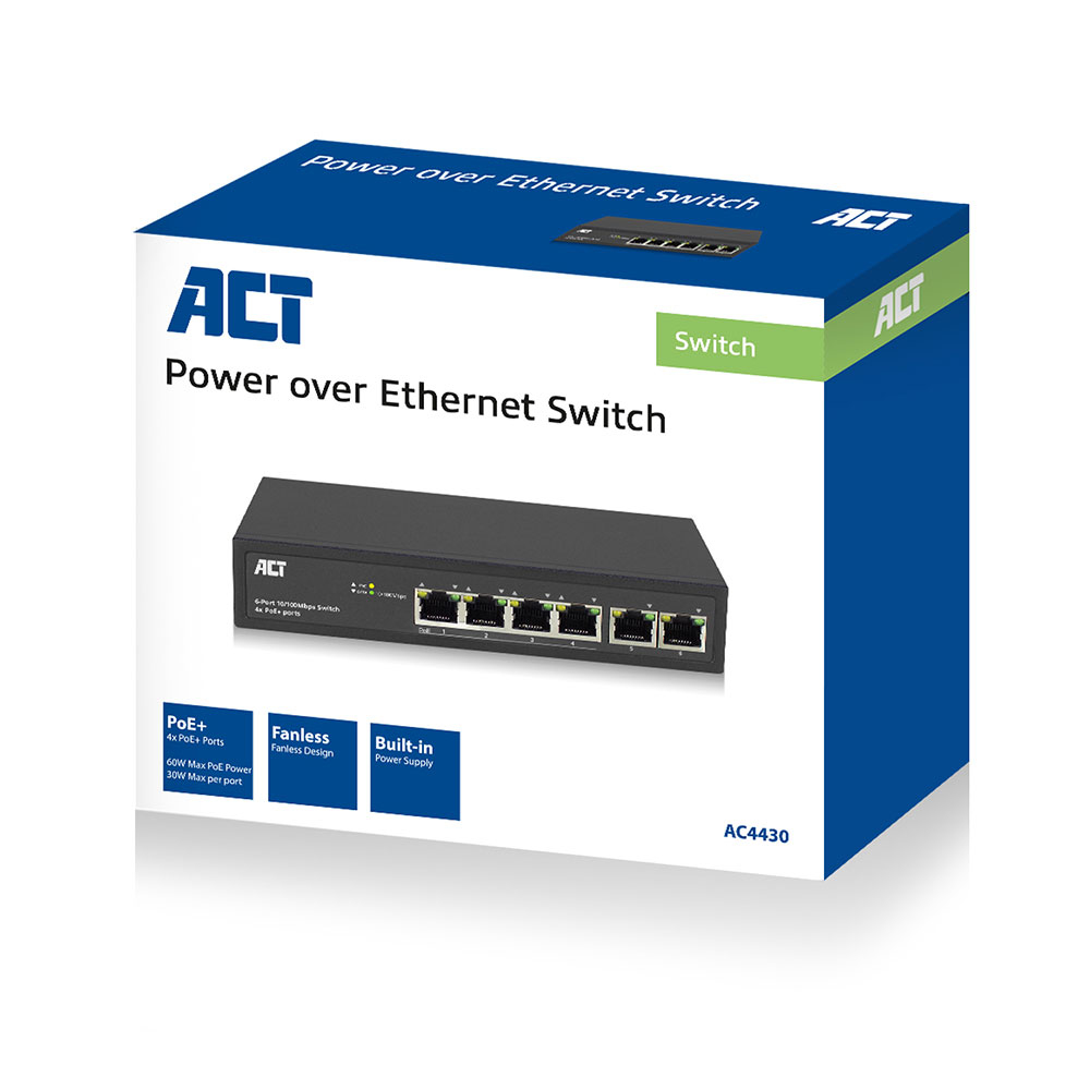 ACT AC4430 Unmanaged Fast Ethernet Switch 6 Ports Schwarz