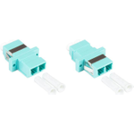 LWL Duplex Kupplung, LC (UPC) an LC (UPC), OM3, Multimode, Kunststoffgehäuse mit Flansch, Keramikhülse, aqua, Good Connections® (LW-K203)