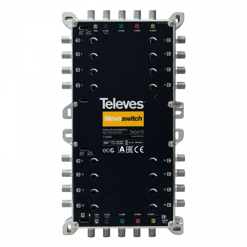 Televes NevoSwitch 714505 Satblock-Verteilung 5 Eingänge 16 Ausgänge