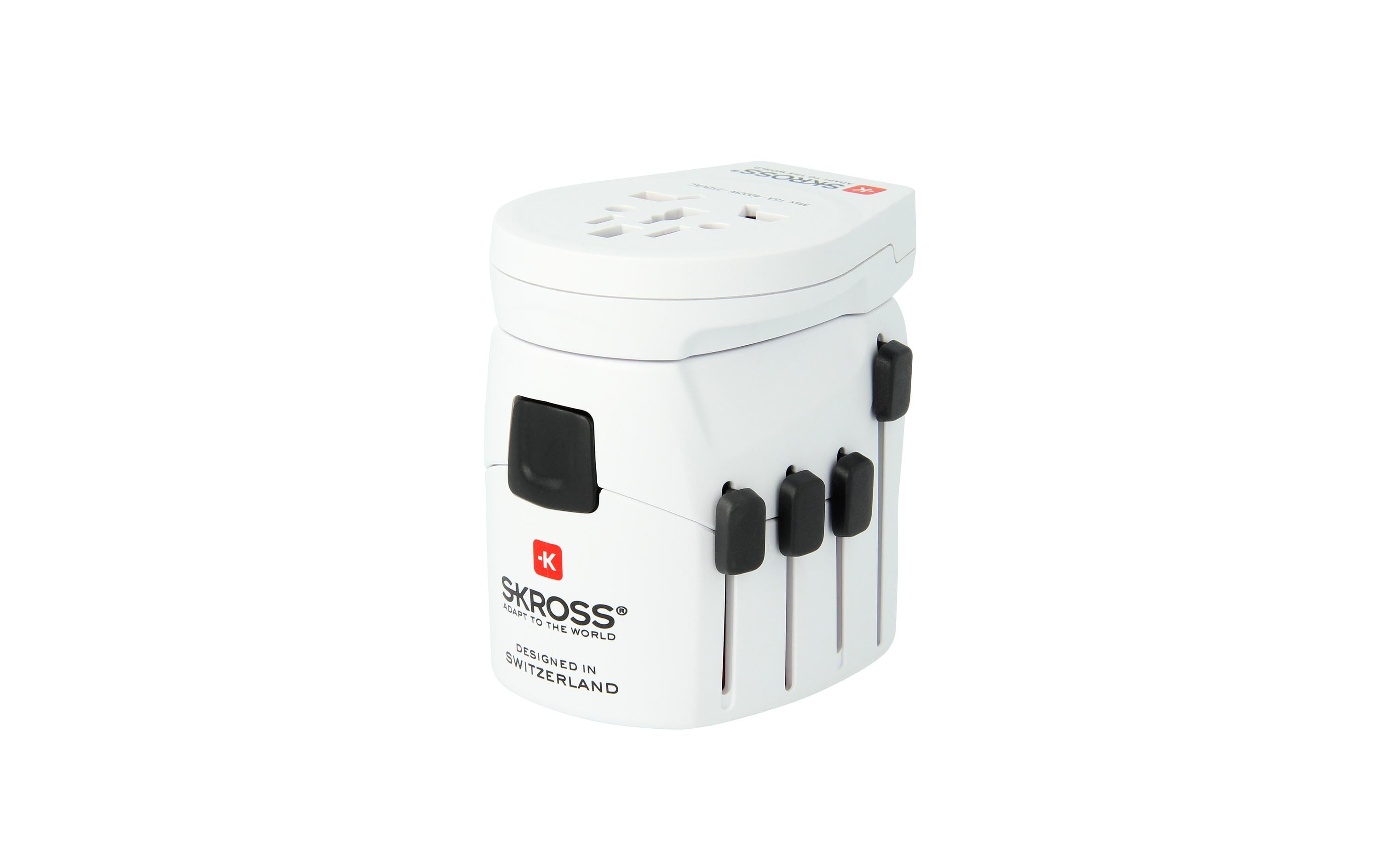 SKROSS PRO World & USB Reisestecker mit USB-Anschluss Weiß