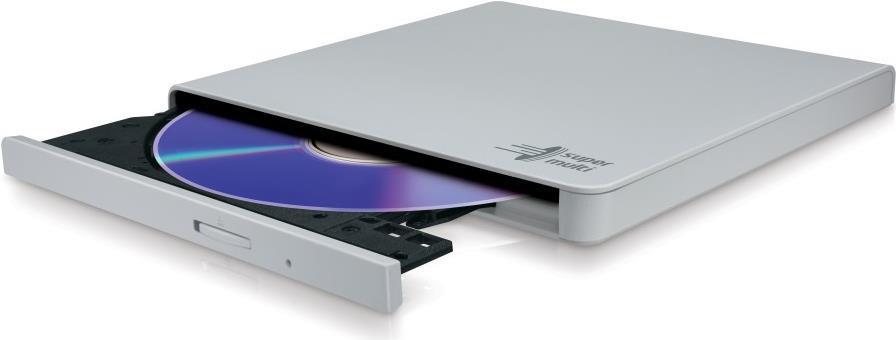 HL-Datenspeicher Ultra Slim Tragbarer DVD-Brenner GP57EW40 Schnittstelle USB 2.0, DVD ± R RW, CD-Lesegeschwindigkeit 24 x, CD-Schreibgeschwindigkeit 24 x, Baltas, Desktop Notebook (GP57EW40.AHLE10B)