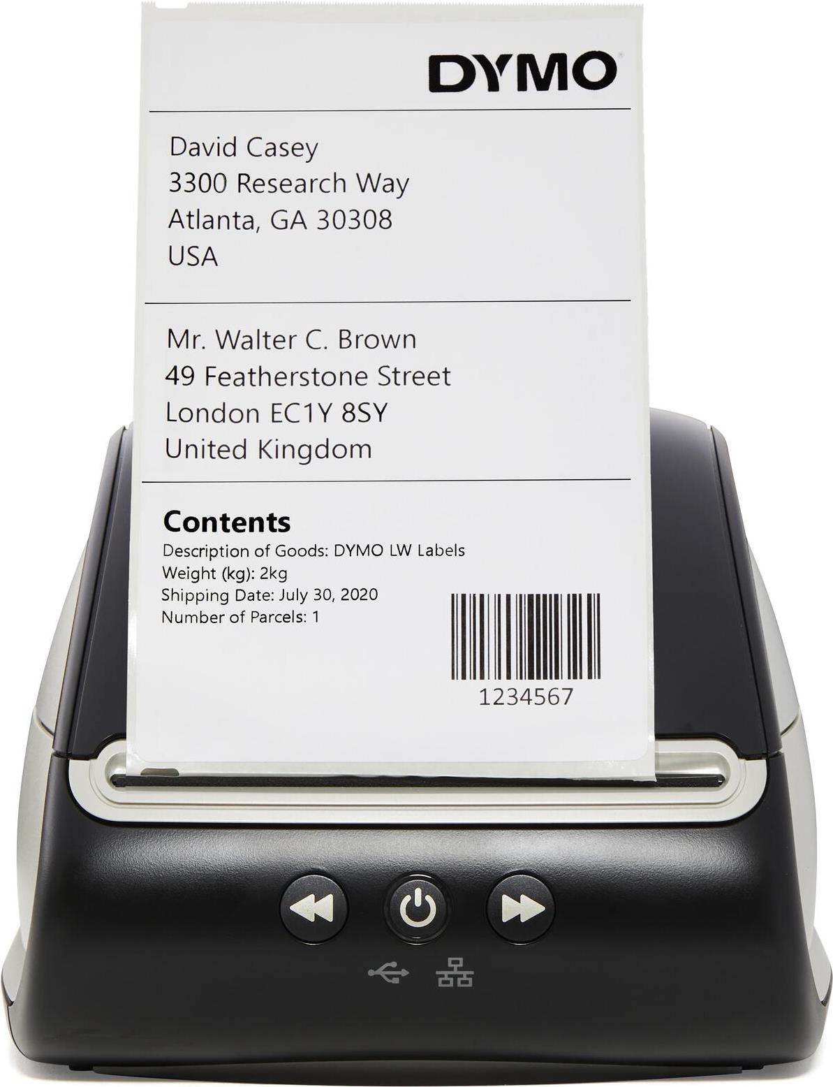 DYMO LabelWriter 5XL Etikettendrucker Thermodirekt 300 dpi 53 Etiketten/Min. USB 2.0 LAN Schwarz, Weiß