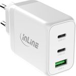InLine® USB PD Netzteil, GaN Ladegerät, 3-Port, Dual USB-C+USB-A, 65W, weiß (31506E)