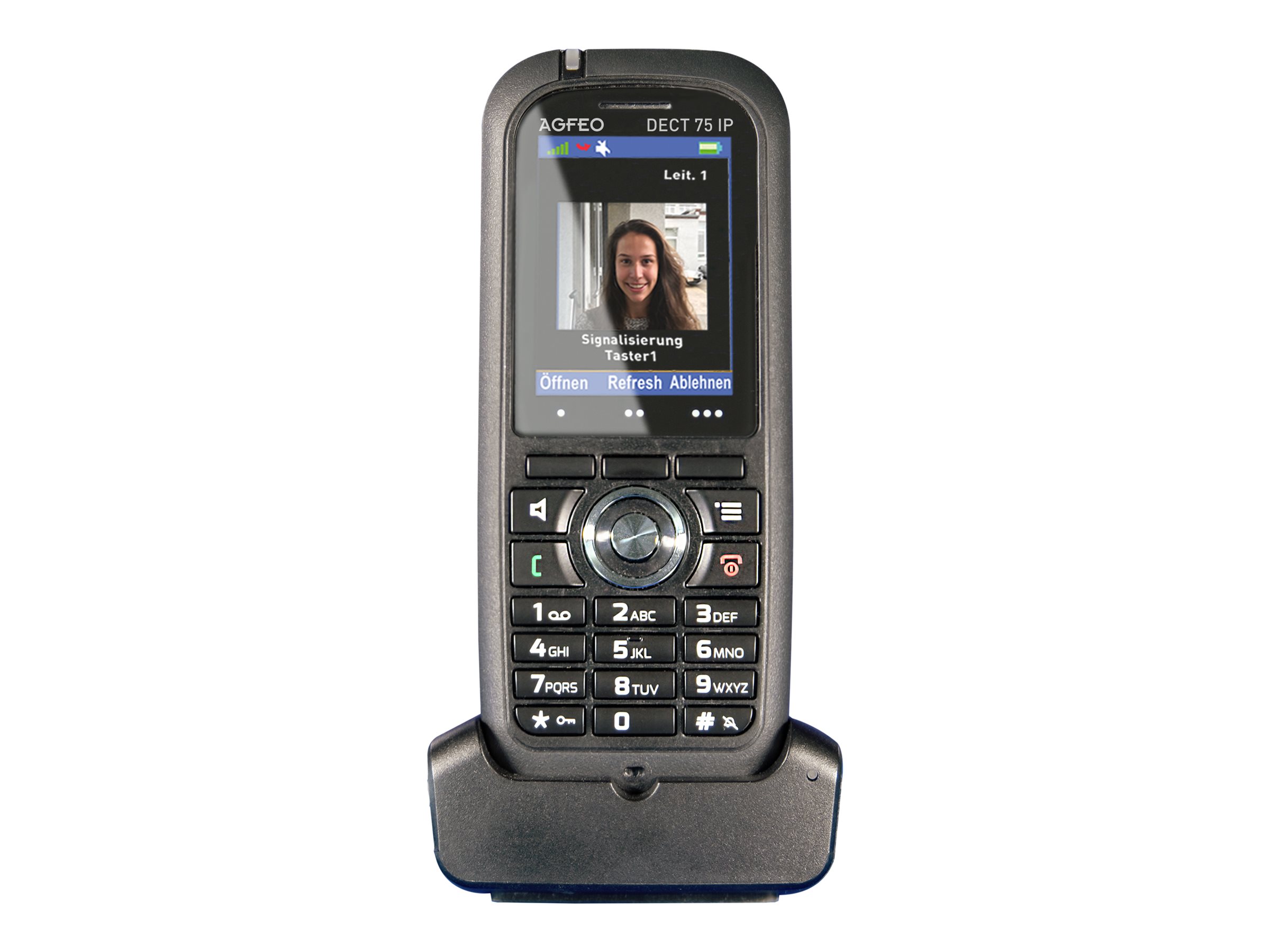 AGFEO DECT 75 IP Schnurloses Erweiterungshandgerät IP-DECT Bluetooth IP65 Schwarz