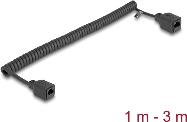 Delock RJ45 Spiralkabel Buchse zu Cat.5e UTP 1 m bis 3 schwarz (90673)
