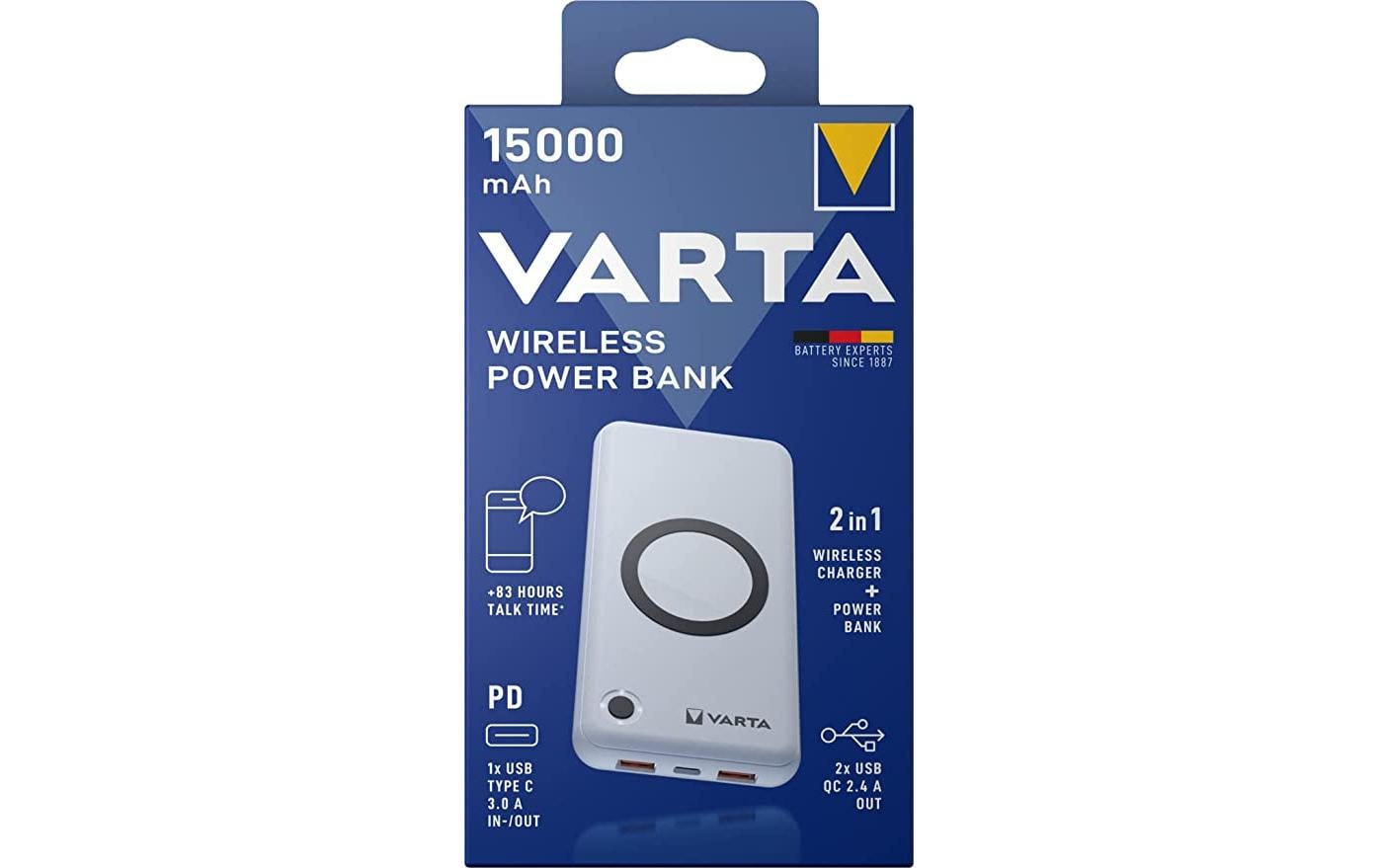 VARTA Wireless Power Bank 15000 mAh 20 W USB-C PD Weiß