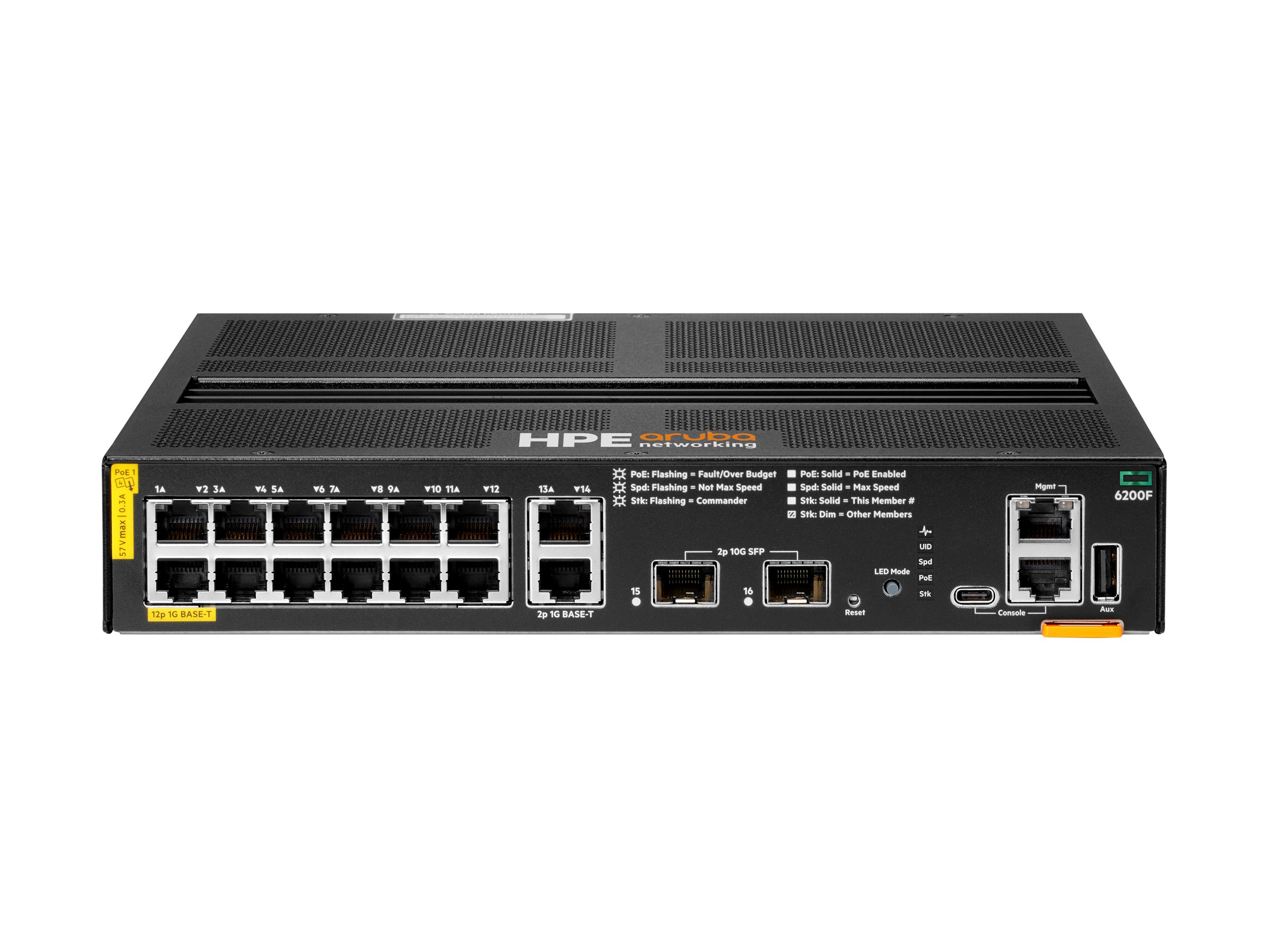 Aruba 6200F 12G Class4 PoE 2G/2SFP+ 139W L3 Managed Switch Schwarz, Grau
