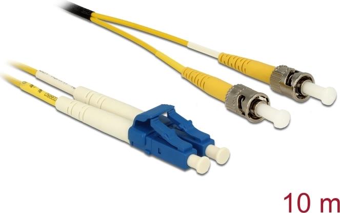 Delock Kabel Lichtwellenleiter LC Duplex zu ST Singlemode OS2 10 m (84696)