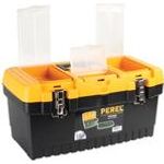 Werkzeugkoffer aus Kunststoff mit Metallschlössern, ca. 486 x 267 x 242 mm inklusive integrierter Aufbewahrungsfächer im Deckel für Kleinteile (818102)