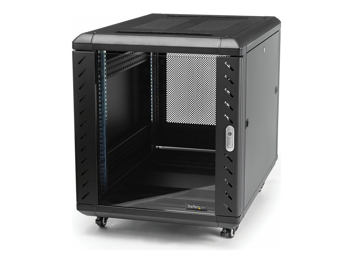 StarTech.com 15HE 19" Serverschrank 800 mm tief bis 800 kg abschließbar mit Rollen Schwarz