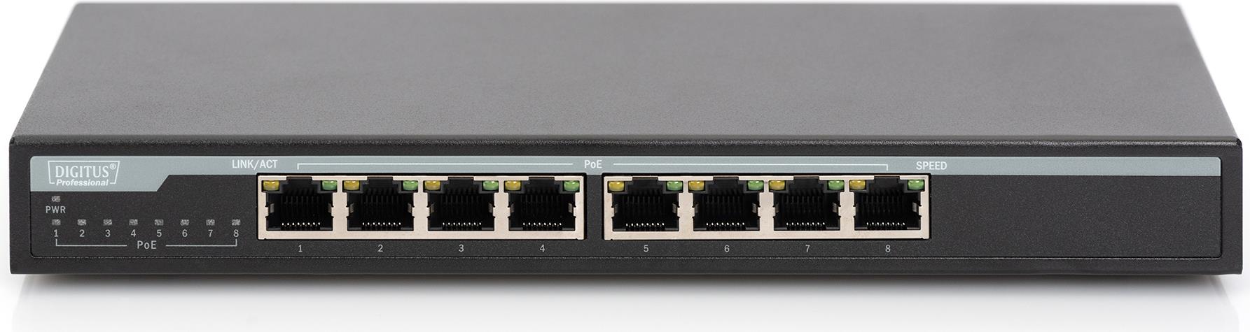Digitus Professional DN-95340 8-Port PoE Gigabit Desktop Switch 135W Schwarz