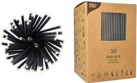 PAPSTAR Papier-Trinkhalm "pure", 250 mm, schwarz aus Papier, Länge: 250 mm, Durchmesser: 8 mm, nachhaltig - 1 Stück (89092)