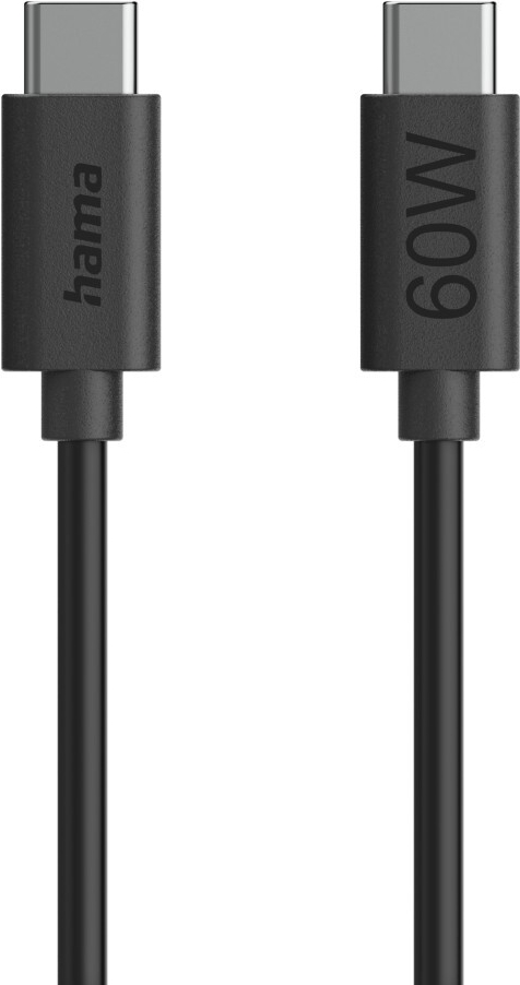 Hama Ladekabel, USB-C - USB-C, 60 W, 1,2 m, Schwarz (00086446)