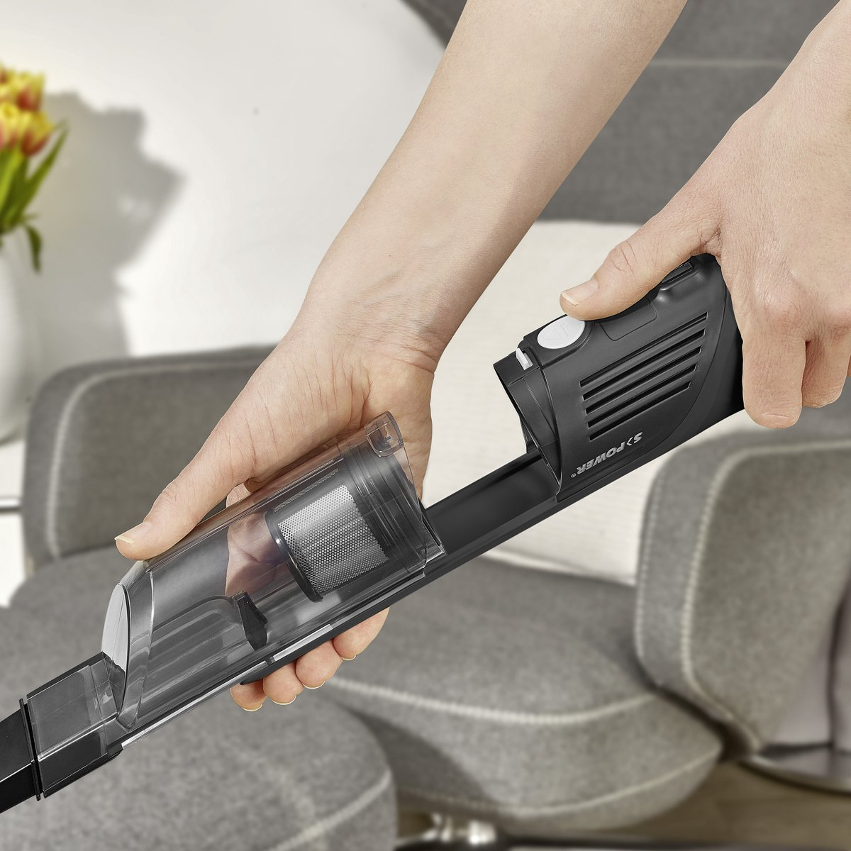 Severin HV 9589 S'Power Akku-Handstaubsauger Beutellos HEPA 12000 Pa 30 min Schwarz