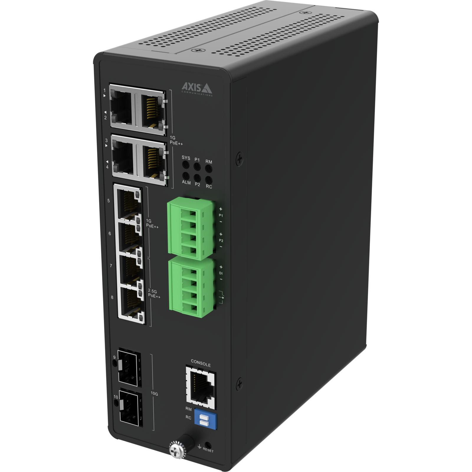 Axis D8208-R Industrieller Managed PoE++ Switch 8-Port 10 Gigabit Ethernet Schwarz