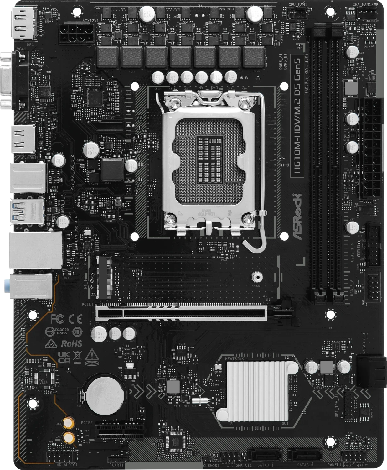 ASRock H610M-HDV/M.2 D5 Gen5 Mainboard (LGA1700, mATX, DDR5, PCIe 5.0)