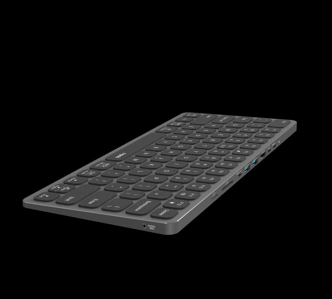 Rapoo Ultraflache Tastatur UCK-6001 mit 8-in-1 USB-C Multiport Adapter, QWERTZ (00221224)