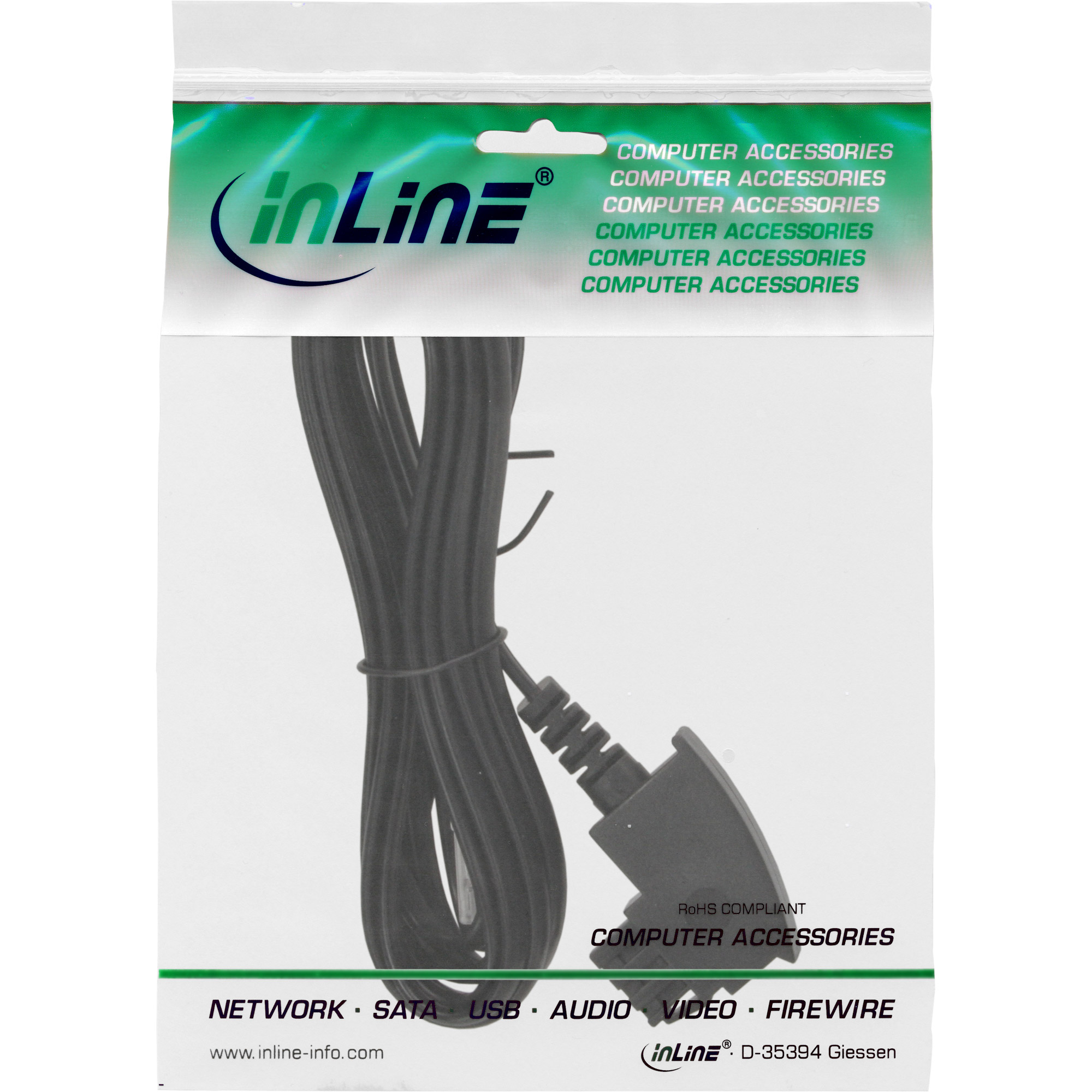 InLine TAE-F Kabel für DSL-Router, TAE-F auf RJ45 8P2C, 0,5 m, Schwarz