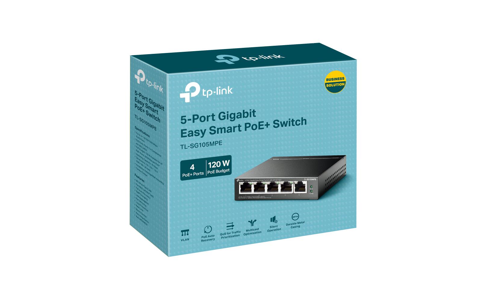 TP-Link TL-SG105MPE 5-Port Gigabit Easy Smart Switch PoE+ Grau