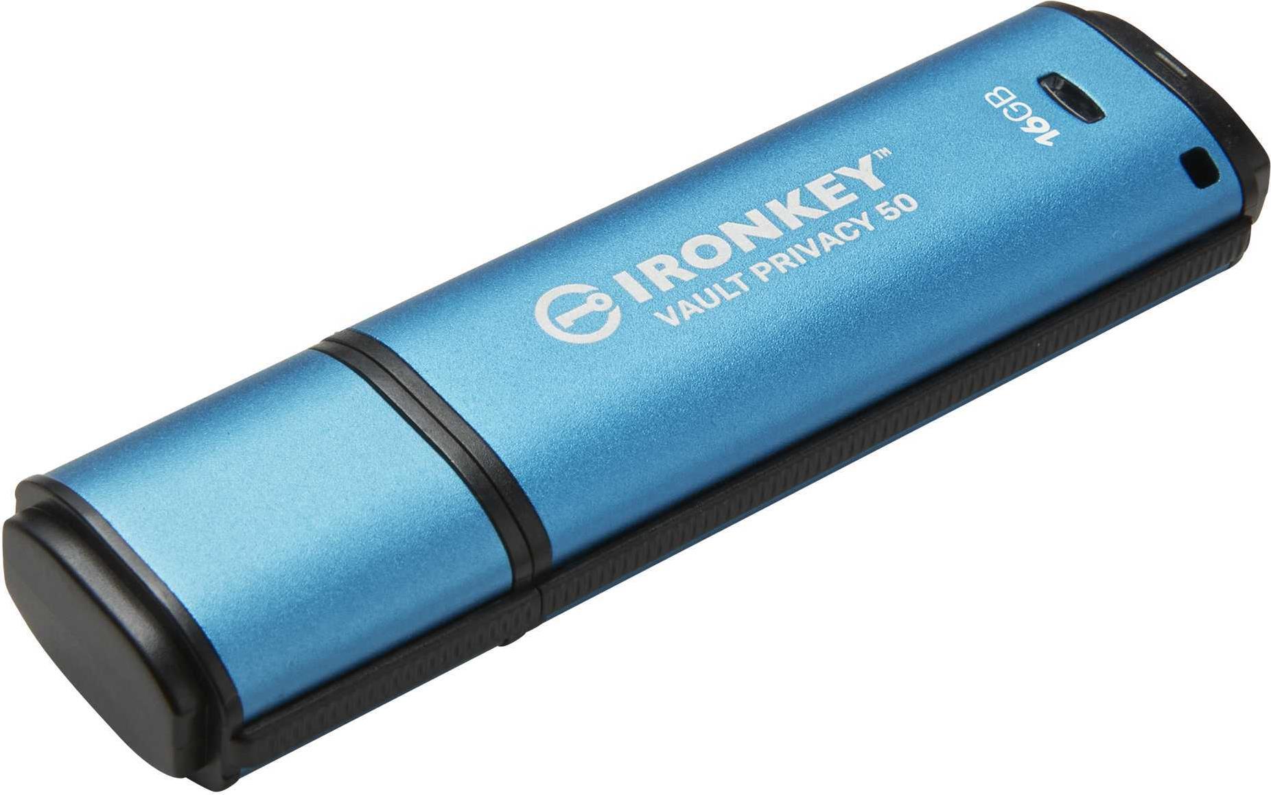 Kingston IronKey Vault Privacy 50 16 GB USB-Stick AES-256 FIPS 197 Blau
