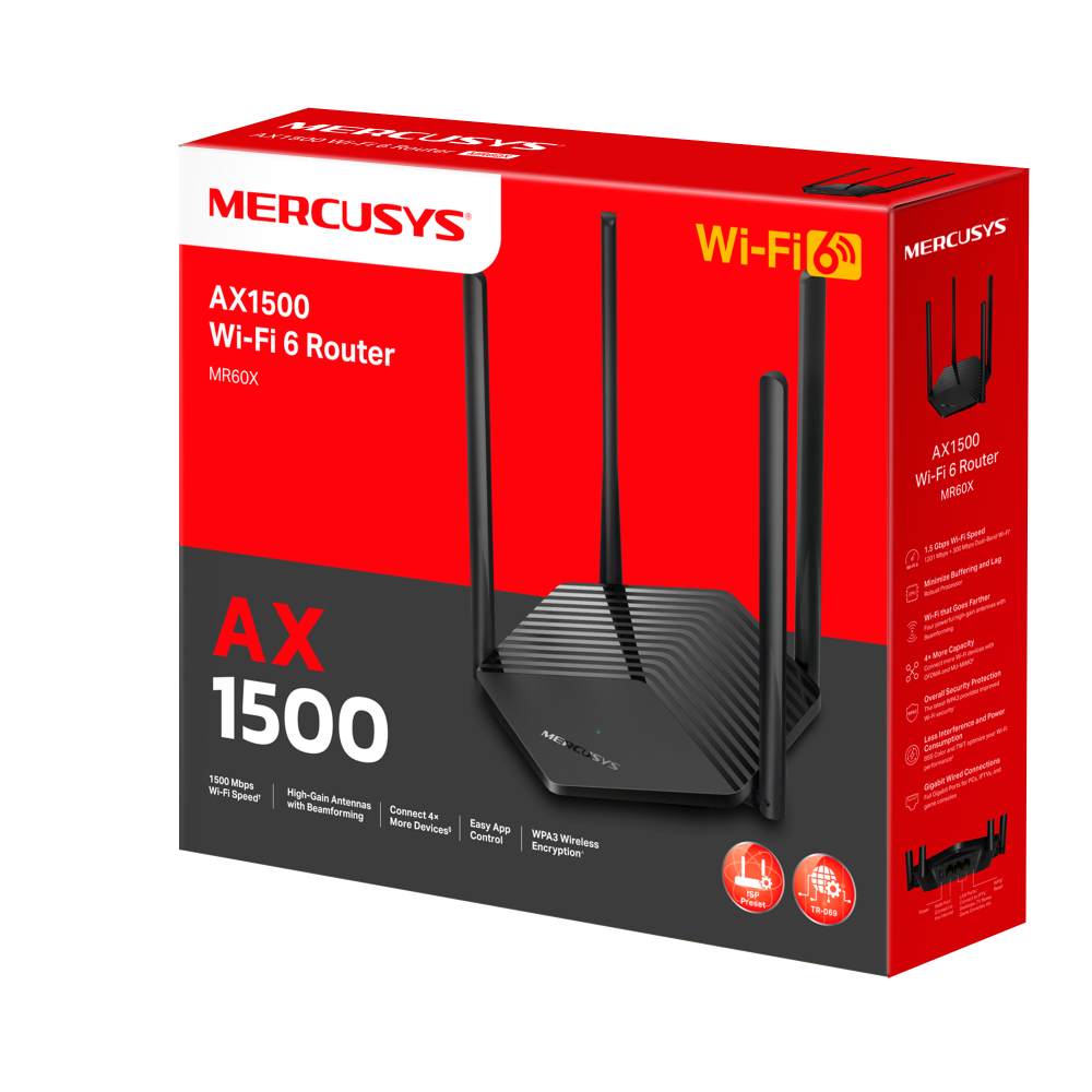 Mercusys MR60X V2 WLAN-Router Wi-Fi 6 Schwarz