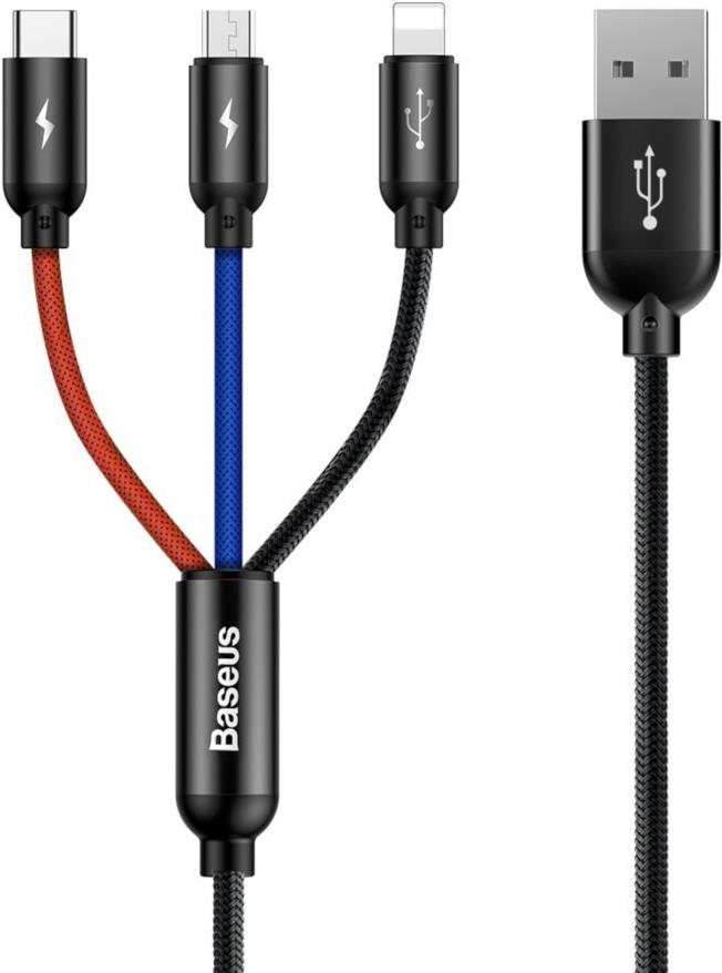 Baseus CAMLT-BSY01 USB Kabel 1,2 m USB A 3 x USB C Schwarz (CAMLT-BSY01)