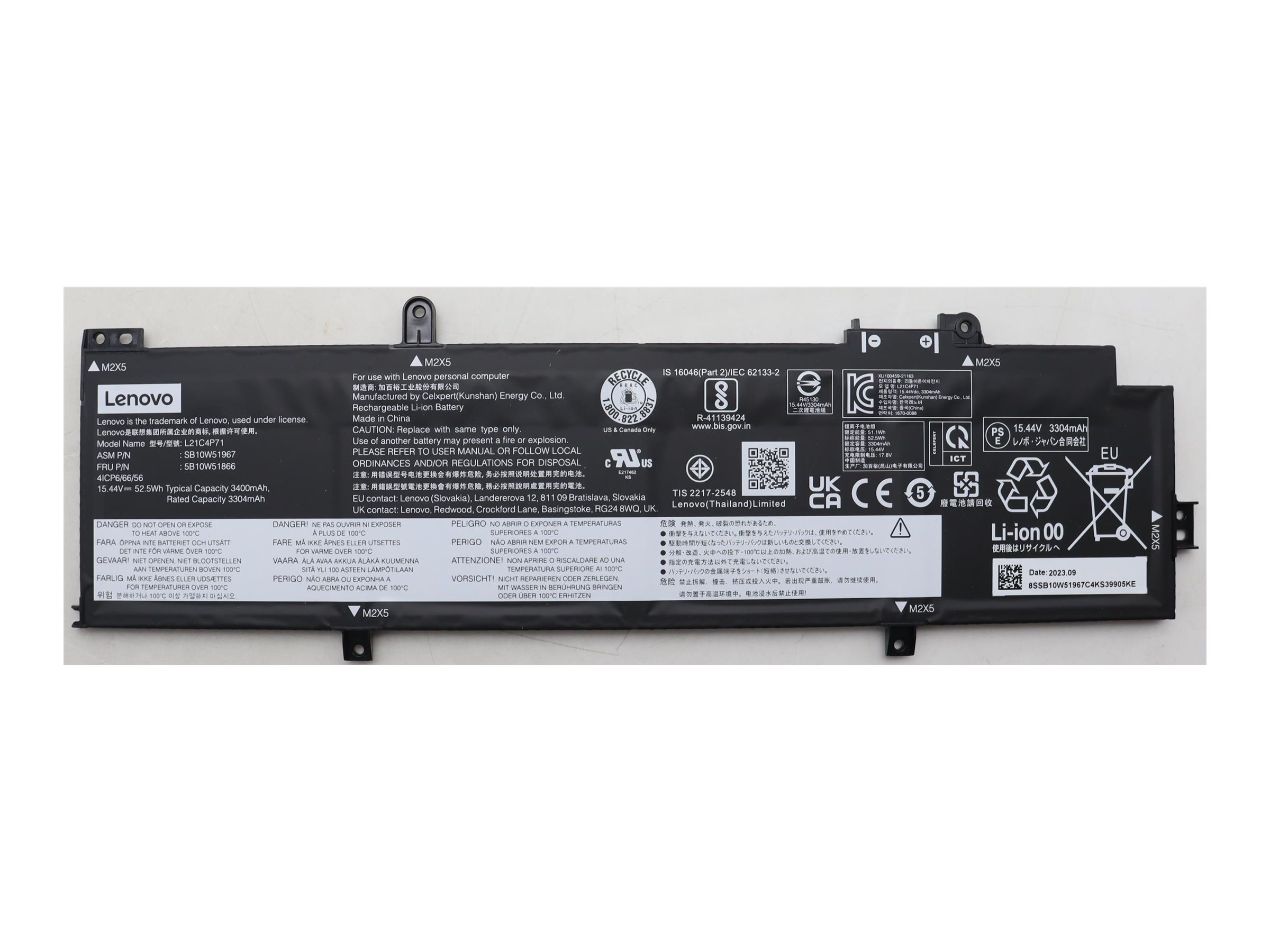 Lenovo Laptop-Batterie Lithium-Ionen 4 Zellen 52,5 Wh Schwarz