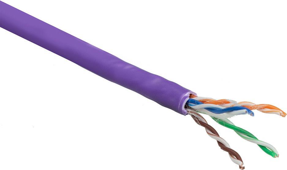 ACT Cat 6 U/UTP solid installation cable without pair splitter, LSZH, CPR euroclass DCA, 24AWG, violet 305 meter (XS6003)