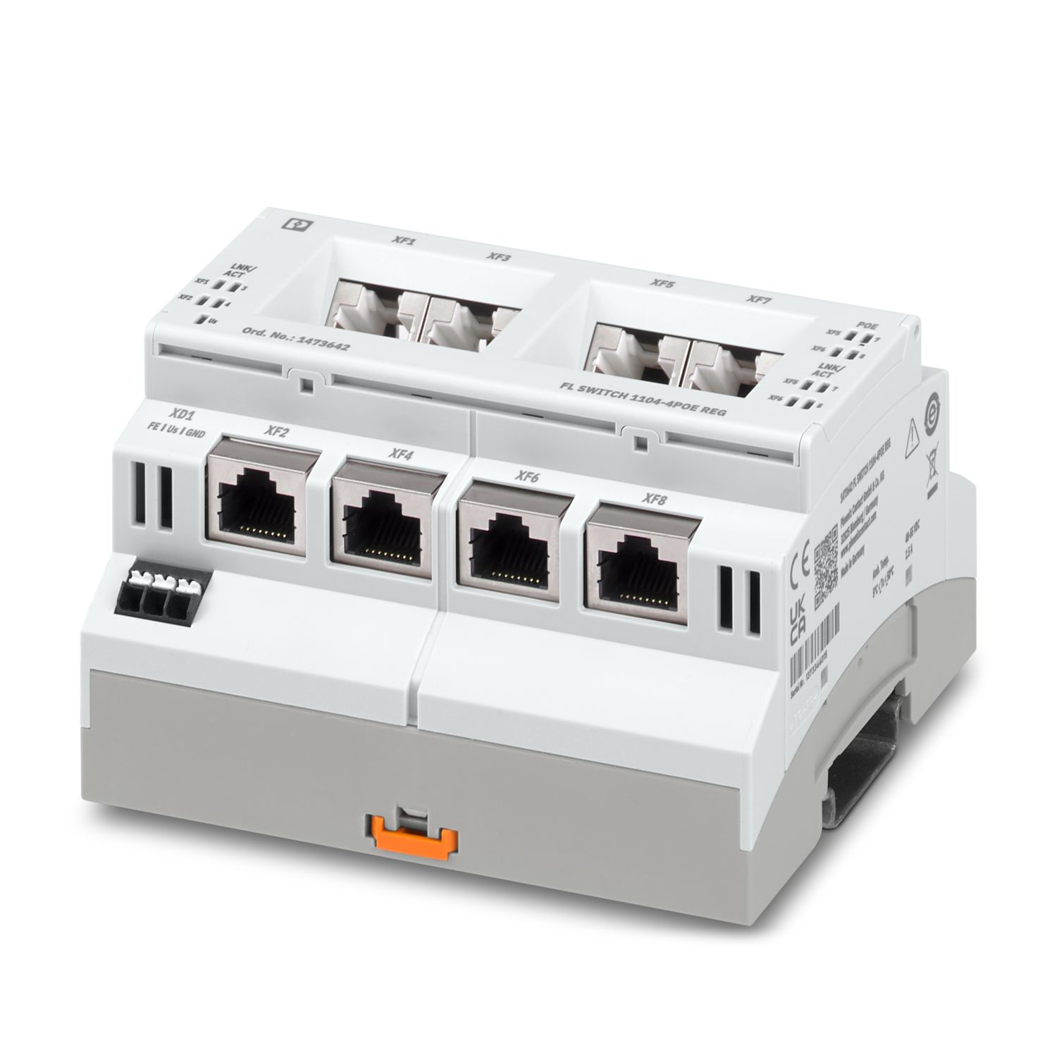 Phoenix Contact FL SWITCH 1104-4POE REG Industrial Ethernet Switch, 4 PoE Ports, 1 Gbps, RJ-45