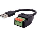 EXSYS GmbH Kabel-Adapter USB-A Stecker zu 5-pin Terminal Block mit Drucktaster, USB 2.0, 15 cm (EX-49129)