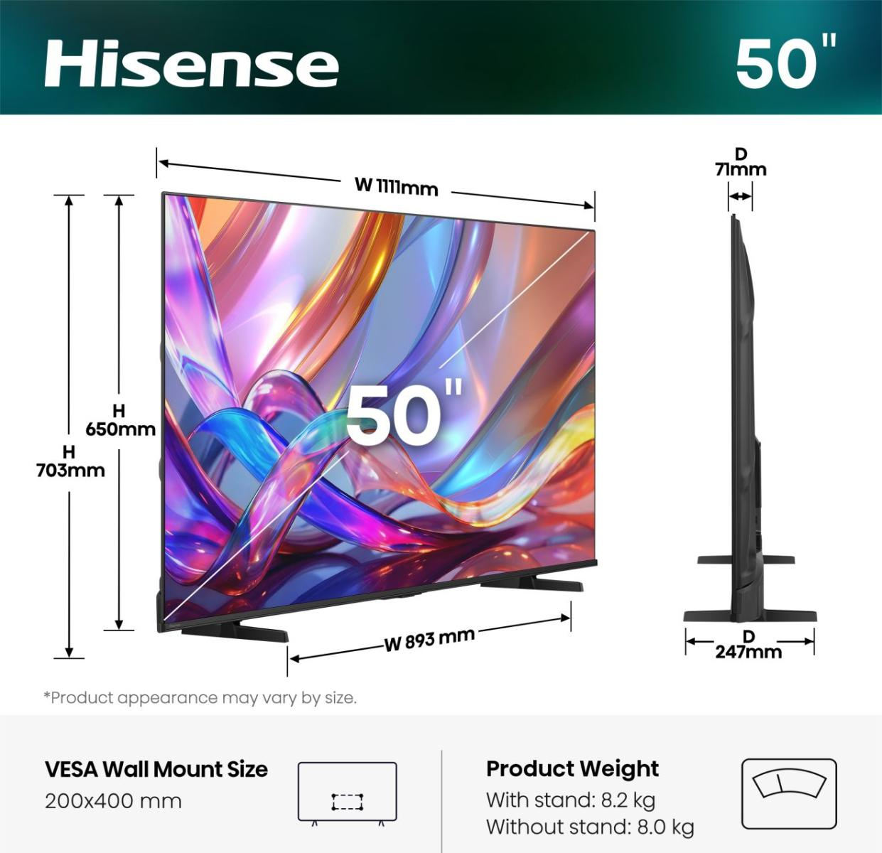 Hisense Q7S 50Q7S 50" QLED 4K UHD Smart-TV Schwarz