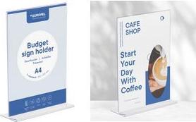 EUROPEL Tischaufsteller Budget, DIN A5, gerade aus Polystyrol, für zweiseitige Präsentation, - 1 Stück (351006)