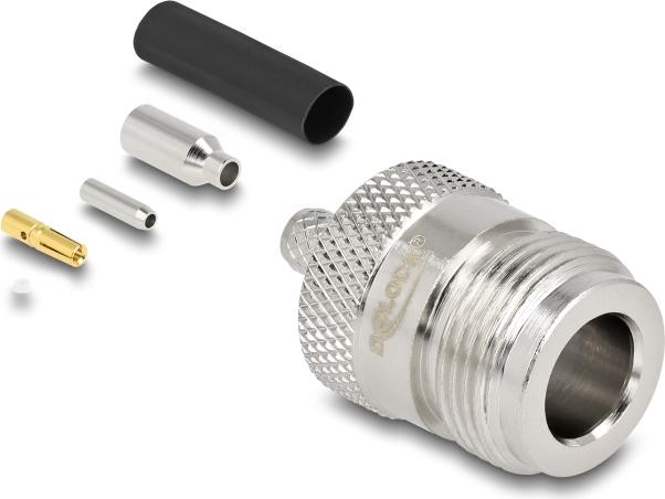 Delock N Buchse zum Crimpen RG-174 RG-316mit passendem Schrumpfschlauch (91764)
