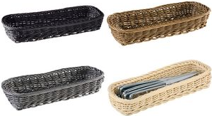 APS Besteckkorb ECONOMIC (B)270 x (T)100 mm, schwarz aus Polypropylen, in Handarbeit geflochten, Höhe: 50 mm - 1 Stück (40009)