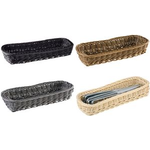 APS Besteckkorb ECONOMIC (B)270 x (T)100 mm, schwarz aus Polypropylen, in Handarbeit geflochten, Höhe: 50 mm - 1 Stück (40009)