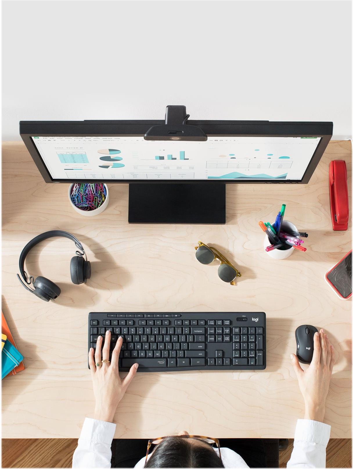 Logitech MK295 Silent Tastatur- und Maus-Set AZERTY Graphite
