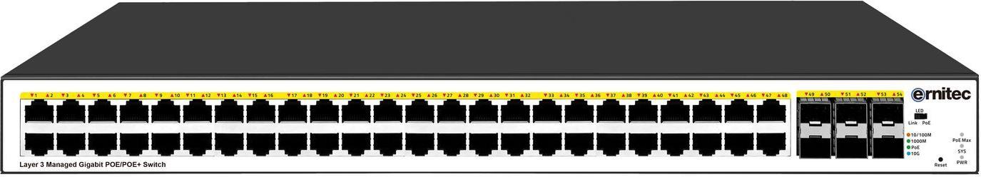 Ernitec ELECTRA-M248-1GB-900W Managed L3 Switch - 48x Gigabit/10G SFP PoE 900W Rackmount