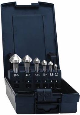 Exact Kegelsenker-Set 6teilig 6.3 mm, 8.3 mm, 10.4 mm, 12.4 mm, 16.5 mm, 20.5 mm HSS-E 05727 Zylinderschaft 1 Set (05727)