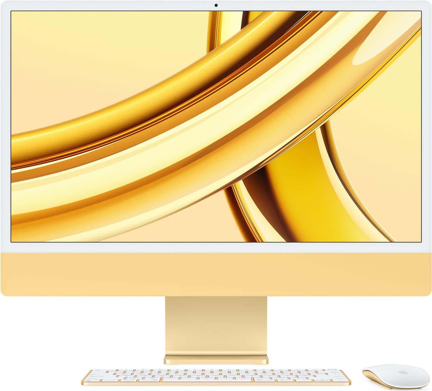 APPLE iMac Z19F 59,62cm 23,5Zoll Apple M3 8C CPU/10C GPU/16C N.E. 8GB 256GB SSD Gbit Eth. MM MaKey TID DE - Gelb (Z19FD/A) (geöffnet)