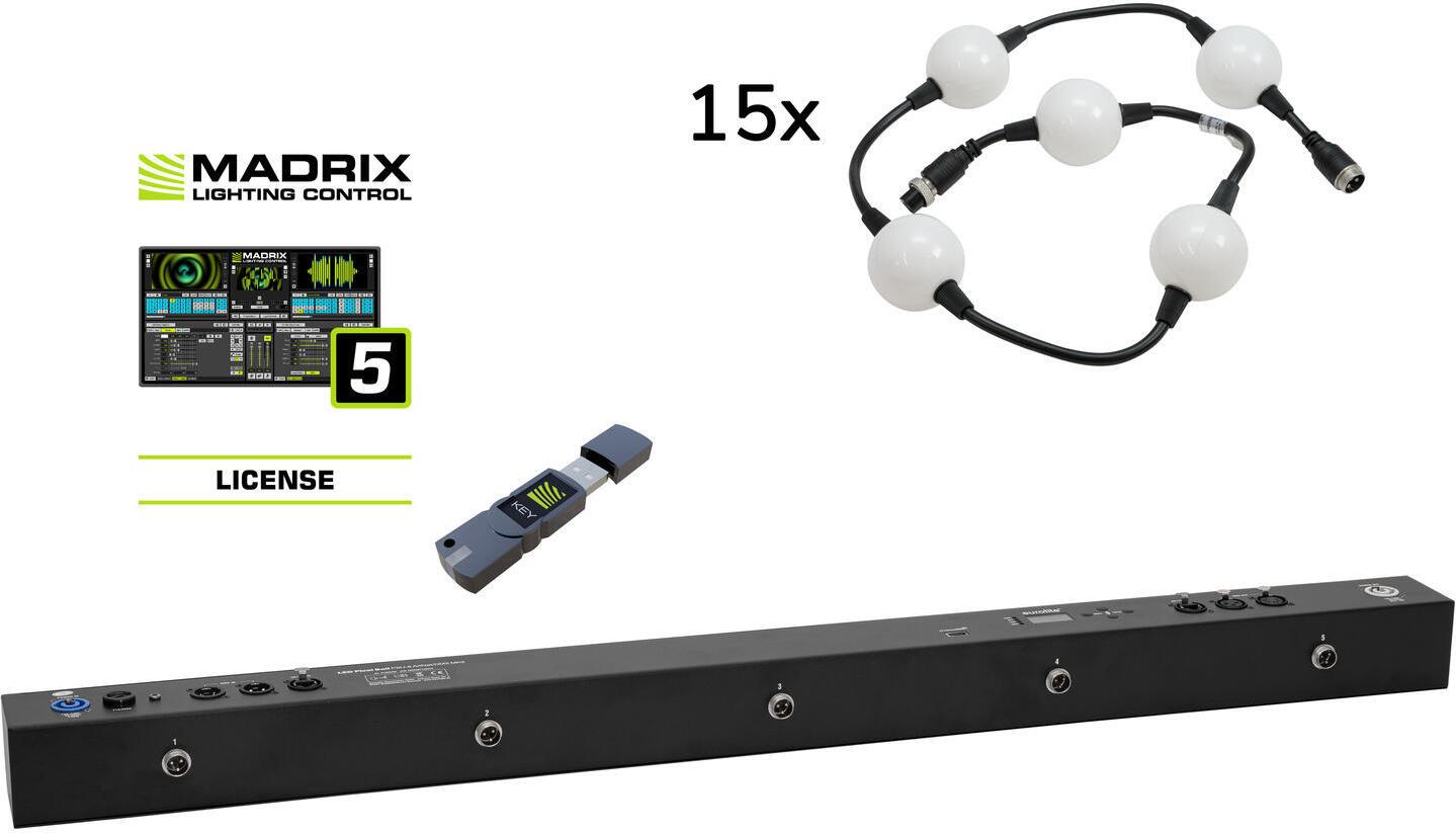 EUROLITE Set Pixel Ball 360° 15x 1m MK2 inkl. Madrix Start LED-Effekt