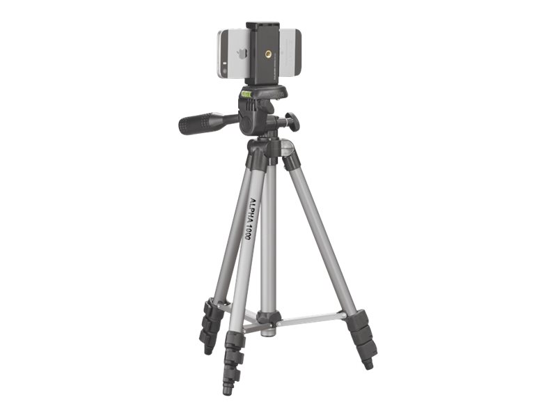 Cullmann Alpha 1000 Mobile Stativ 1,06 m mit Smartphone-Halterung Silber, Schwarz