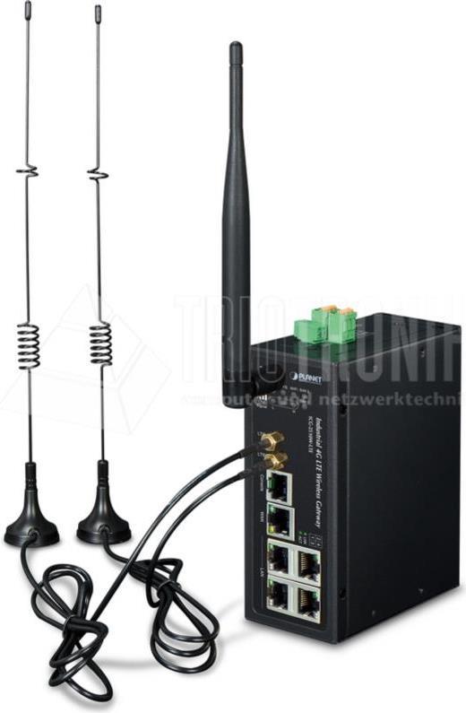 PLANET Industrial 4G LTE Cellular Wireless Gateway with 5-Port 10/100/1000T Industrial Ethernet (ICG-2510W-LTE-US)