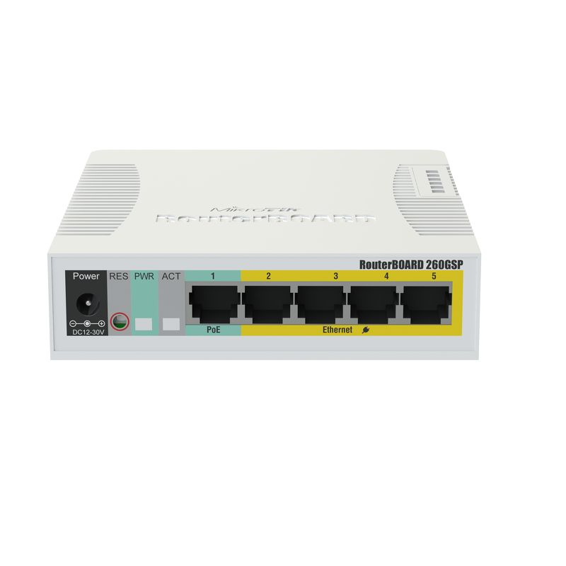 MikroTik RouterBOARD RB260GSP Managed Switch 6 Ports 1 Gbps Weiß