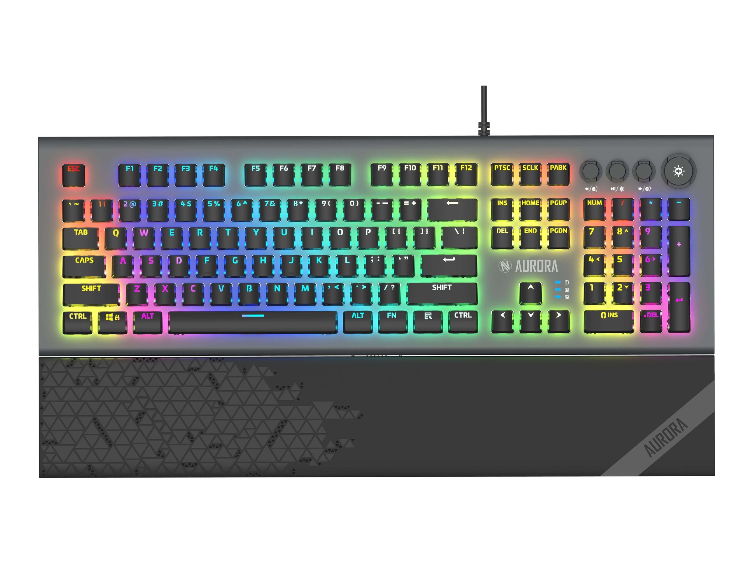 iBox Aurora K-5 Mechanische Tastatur RGB USB QWERTY Schwarz, Silber