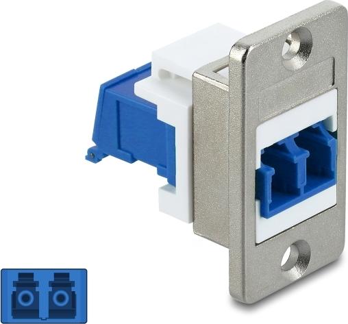Delock Panel Mount LC Duplex Buchse zu mit Laserschutzklappe innen silber (91096)