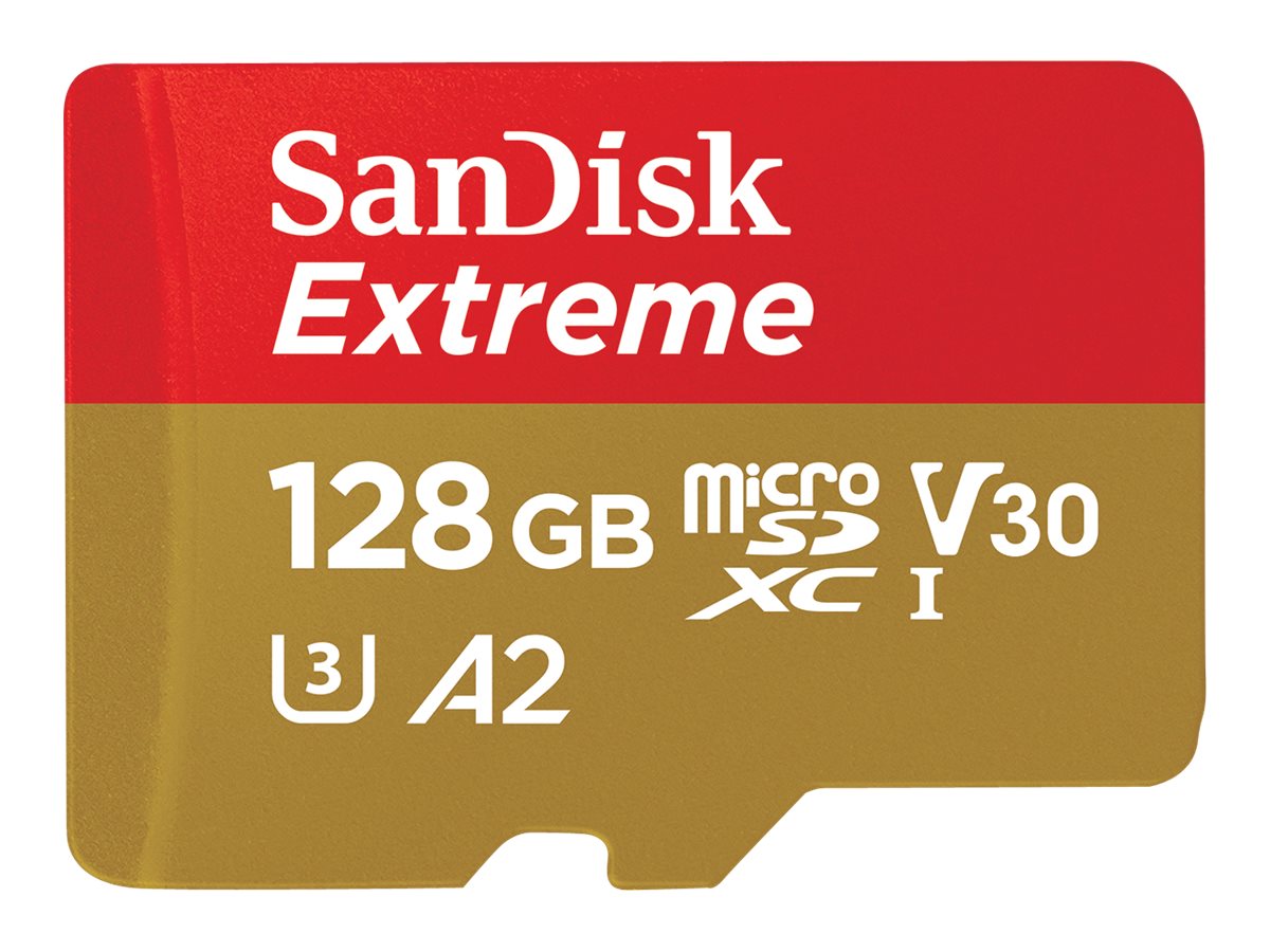 SanDisk Extreme microSDXC 128 GB 190 MB/s A2 V30 UHS-I U3 Class 10 Gold, Rot