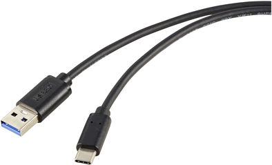 Renkforce USB-Kabel USB 3.2 Gen2 USB-C® Stecker, USB-A Stecker 1.00 m Schwarz Gesamtschirm RF-5720404 (RF-5720404)