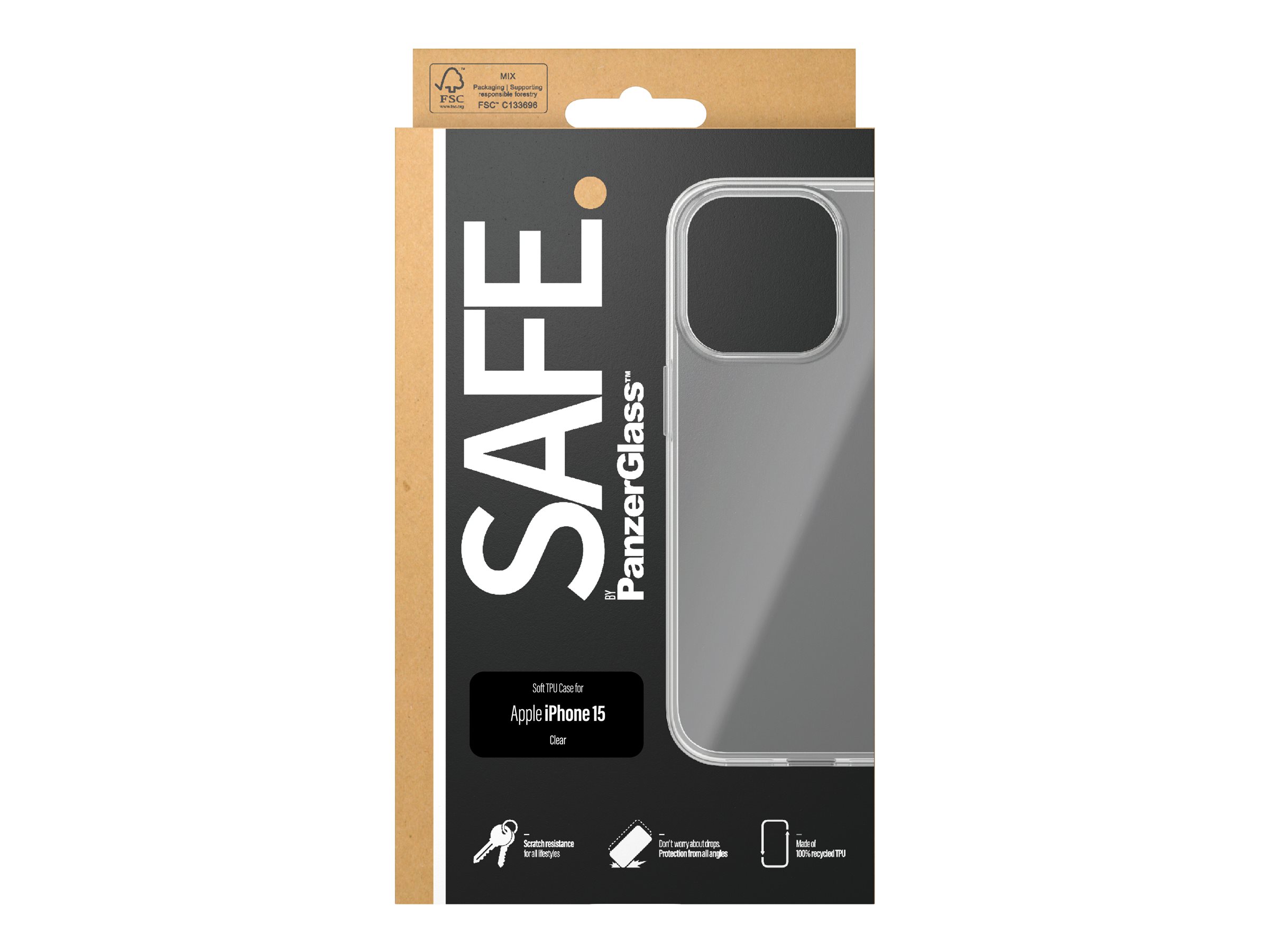 PanzerGlass SAFE. TPU Case iPhone 15 Transparent