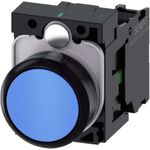 Siemens Drucktaster Frontring Kunststoff, Betätiger flach Blau SIRIUS ACT 3SU1100-0AB50-1BA0 1 St. (3SU1100-0AB50-1BA0)